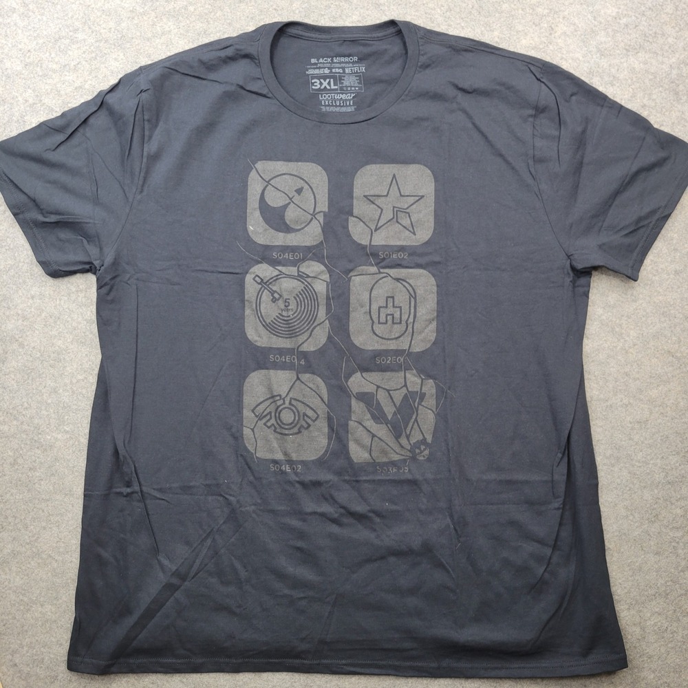 Black Mirror Netflix LootWear Exclusive Graphic T-Shirt Mens 3XL Black Cotton